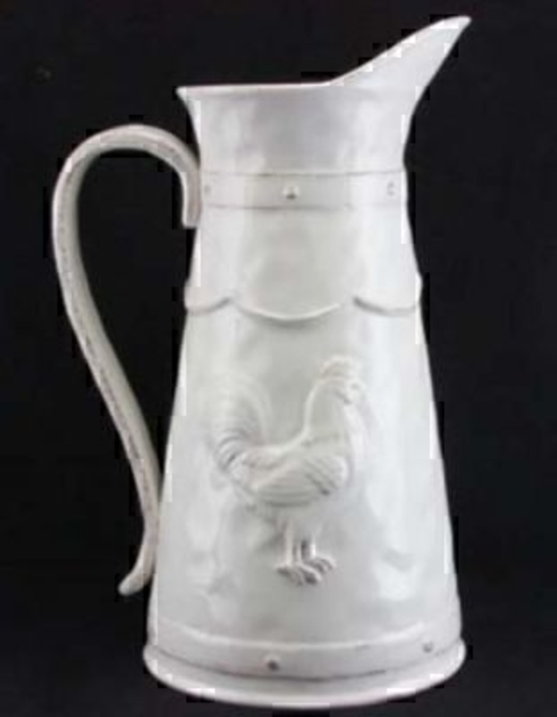 Large White Ceramic Hen Jug by Gisela Graham. Shabby Chic Look Pitcher Jug with Embossed Hen Detail. Size 26x17x10cm